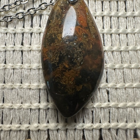 Red Ocean Jasper and Moss Pendant Necklace - Picture 8 of 8